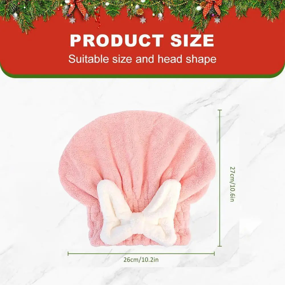 1Pc Hair Drying Towels Head Wrap with Bow-Knot Shower Cap Hair Turban HairWrap Bath Cap for Curly Long Wet Hair Drying Hair Oasis Select Pink