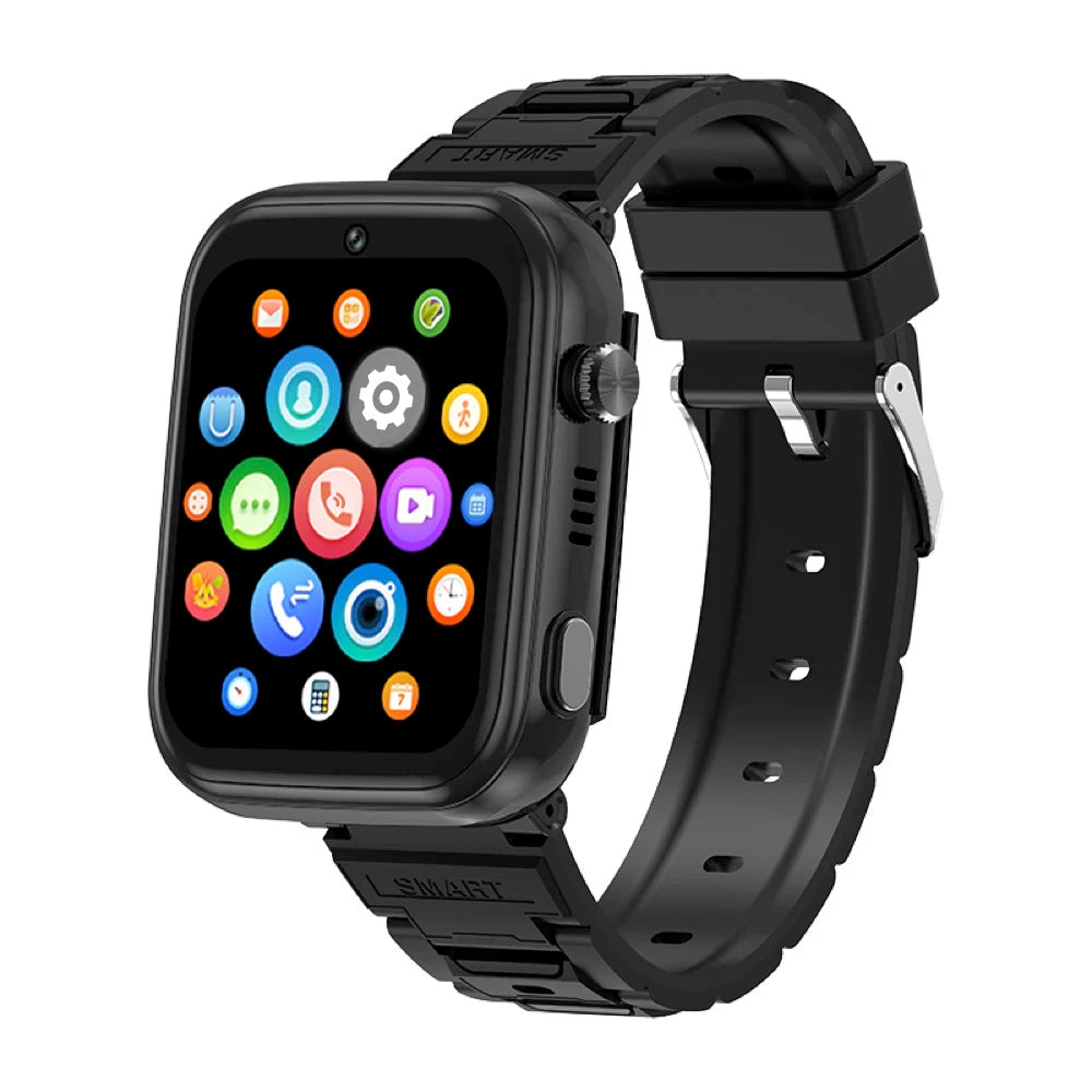 New 1.83" Kids 4G Video Call Smart Watch GPS WIFI LBS Positioning Children Music Palying Watches Waterproof Smartwatch Student Oasis Select Black
