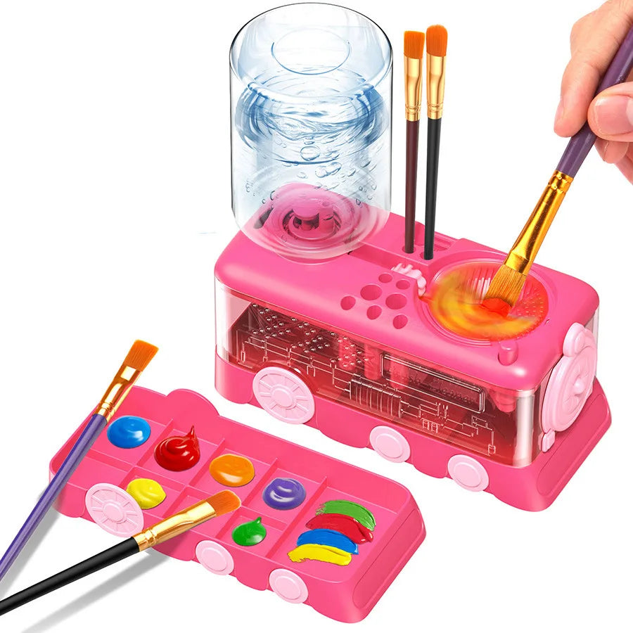 Brush Rinser Cup Automatic Water Changing, Watercolor Acrylic Oil Painting Brush Cleaning Paint Brush Washer Cleaning Machine Oasis Select rose red
