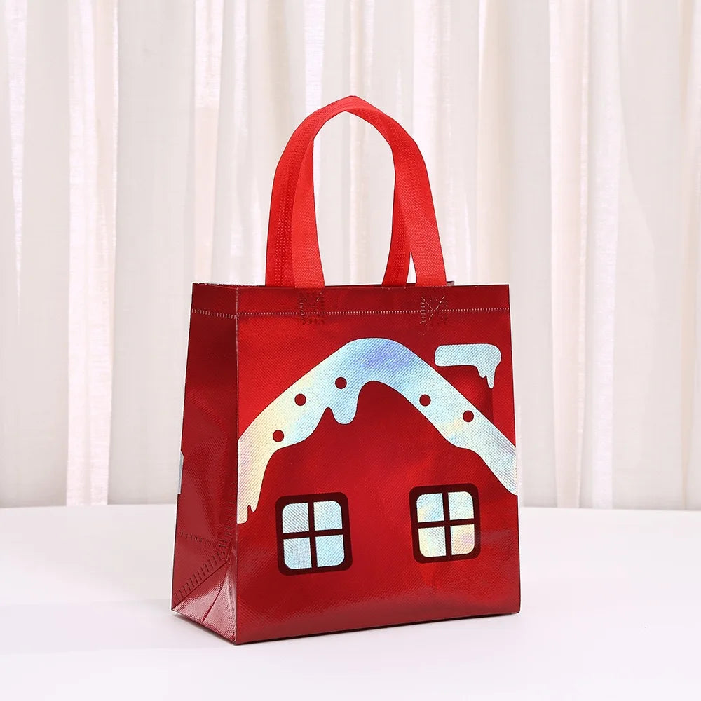Merry Christmas Non-woven Tote Bag Kids Gift Fabric Packaging Large Handbag Waterproof Storage Reusable Pouch Oasis Select B Other