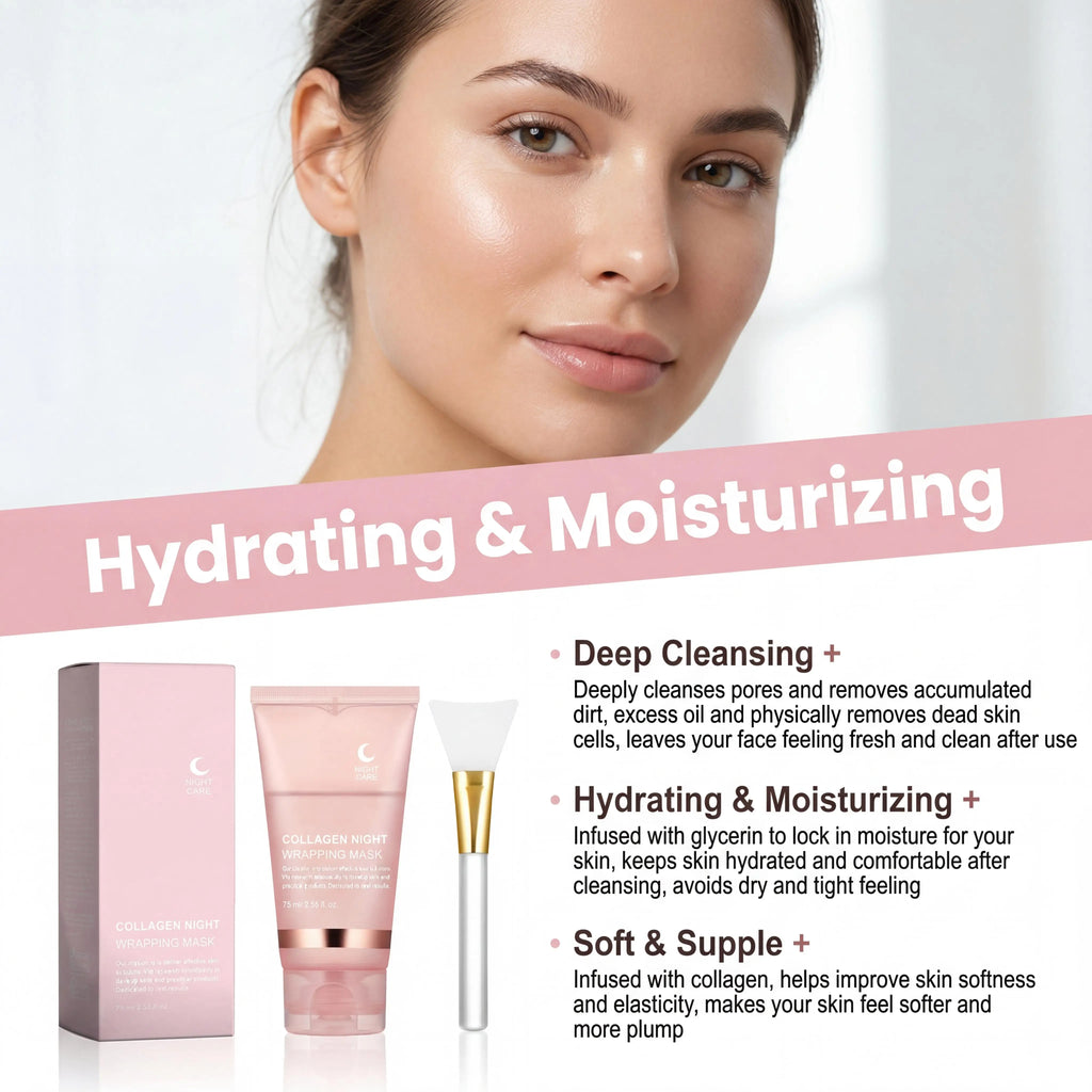 Collagen Peel-Off Facial Mask Deep Moisturizing Hydrating Reduce Skin Sagging Improve Dullness Night Wrapping Mask Skincare Set Oasis Select