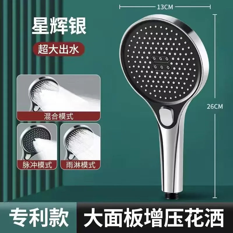 13CM Big Shower Head 3 Modes Adjustable High Quality High Pressure Water Saving Flow Shower Faucet Nozzle Bathroom Accessories Oasis Select Sliver Shower