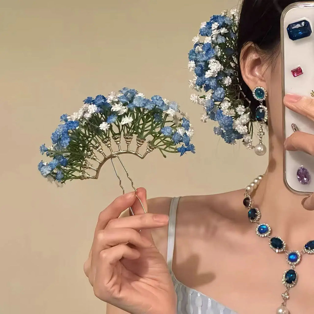 Baby's Breath Flower Hair Clip – Elegant Bridal Hairpin Floral Hair Clip Oasis Select