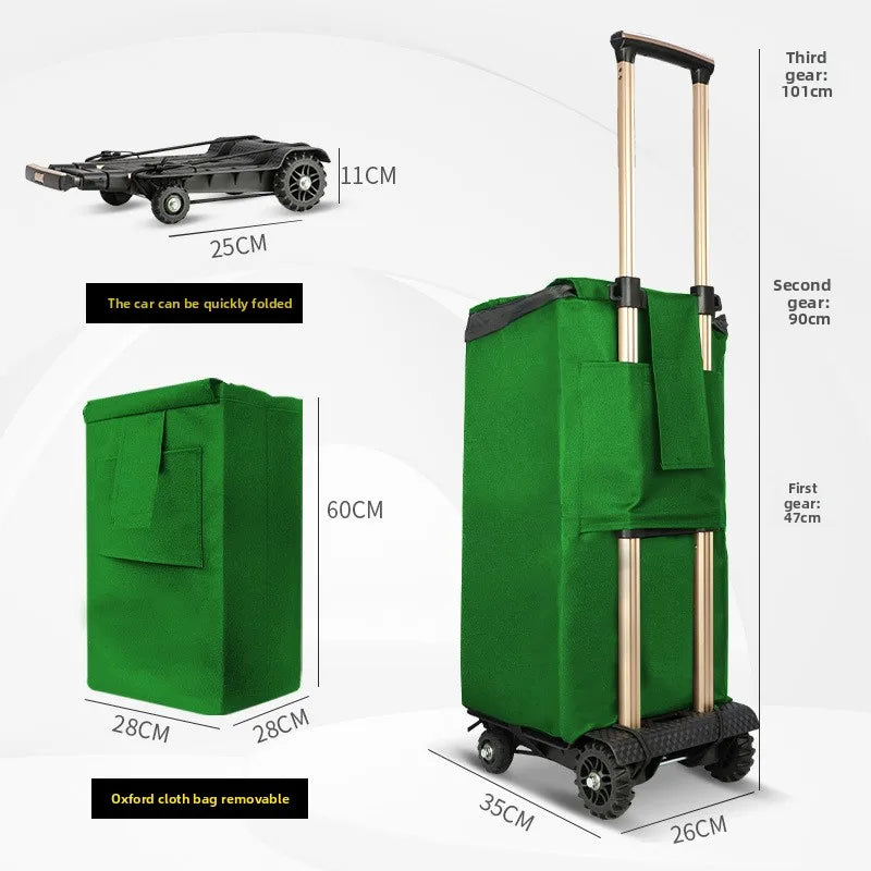 Multi-functional Portable shopping cart folding trolley household trolley luggage cart trolley Oasis Select green