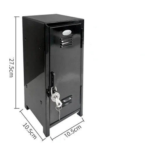Iron Storage Box Dormitory Storage Cosmetics Paper Money Keys Bank Cards and Other Desktop Small Items Mini Locker Cabinet Oasis Select BLACK