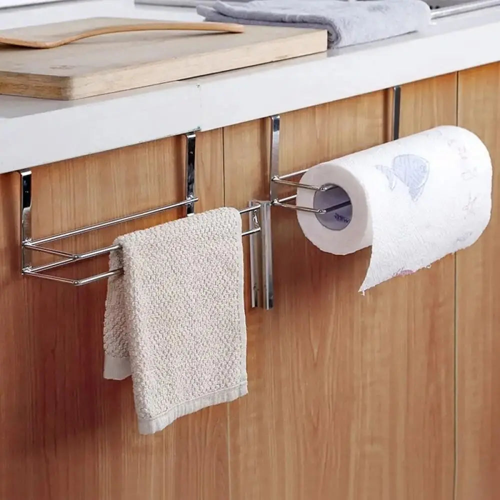 No-Drill Metal Toilet Paper Holder & Towel Hanger Rack