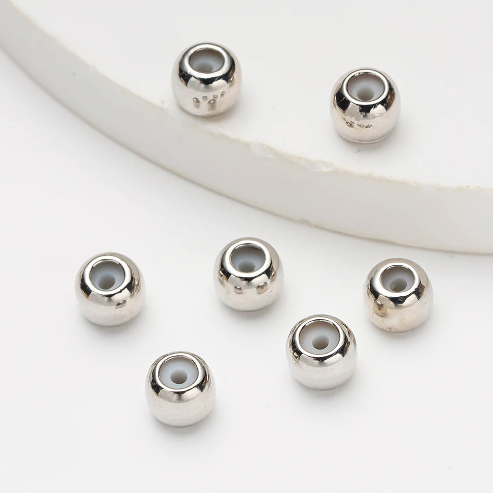 20pcs 3/4/5/6mm 18K Gold Stopper Silicone Slider Brass Beads Adjustable Positioning for DIY Jewelry Bracelet Necklace Making Oasis Select White Gold 3mm