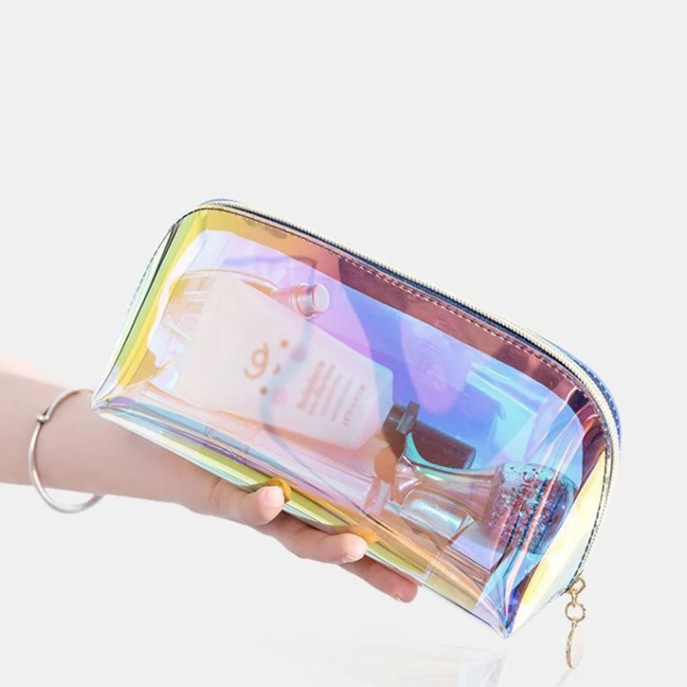 Makeup Bag Iridescent Cosmetic Bag with Zipper Waterproof Travel Makeup Organizer Glitter Makeup Bag for Home Office Travel Busi Oasis Select