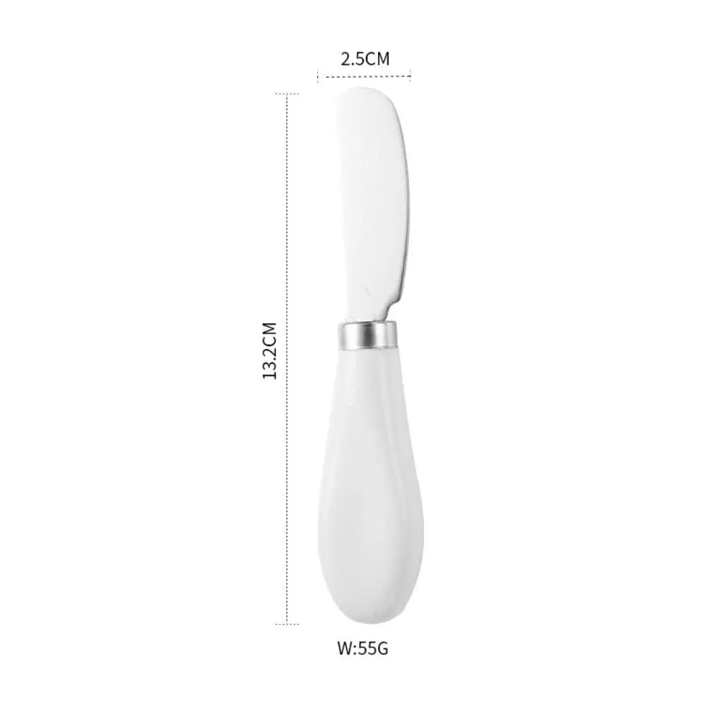 Portable Stainless Steel Cheese Knife Ceramic Handle Bread Jam Butter Knife Wipe Cream Kitchen Tools Party Oasis Select Silver