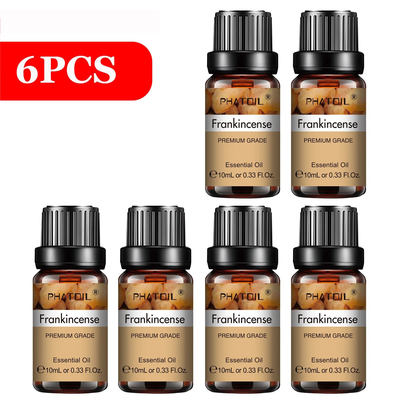 PHATOIL 6-Piece Pure Essential Oil Set – Diffuser & Aromatherapy