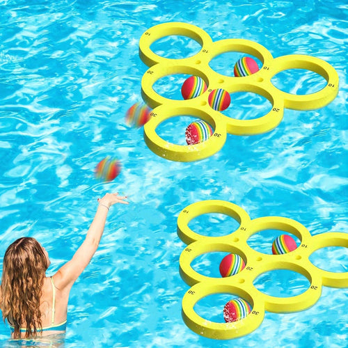 1+10pcs Swimming Pool Toss Game Set, Family Water Sports Floating Pool Toys, Throwing Game ，Suitable for Family Friends Oasis Select