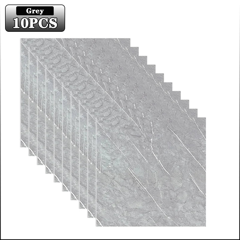 10-40PCS Marble Style Self-adhesive Floor Stickers Thickened Wear-resistant PVC Flooring Mats for Household Use Easy To Install Oasis Select Grey-10PCS