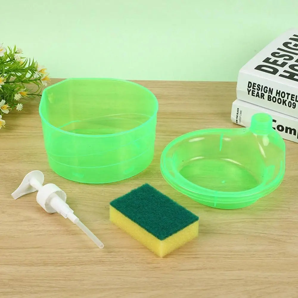 Press-Type Dish Soap Dispenser with Sponge – 1000ml