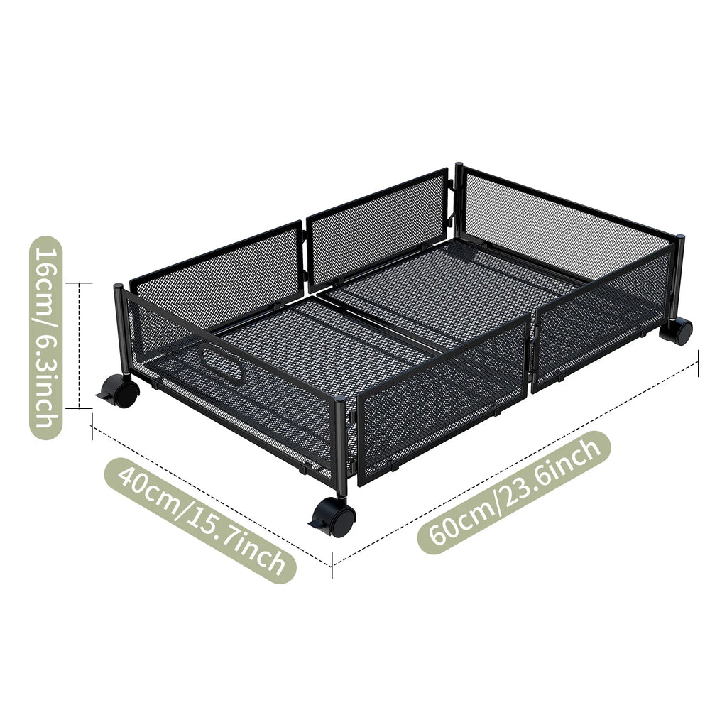 Under the bed rack Bedroom under the bed Storage rack Pull-out pulley Clothing organizer Storage box Oasis Select 1 black