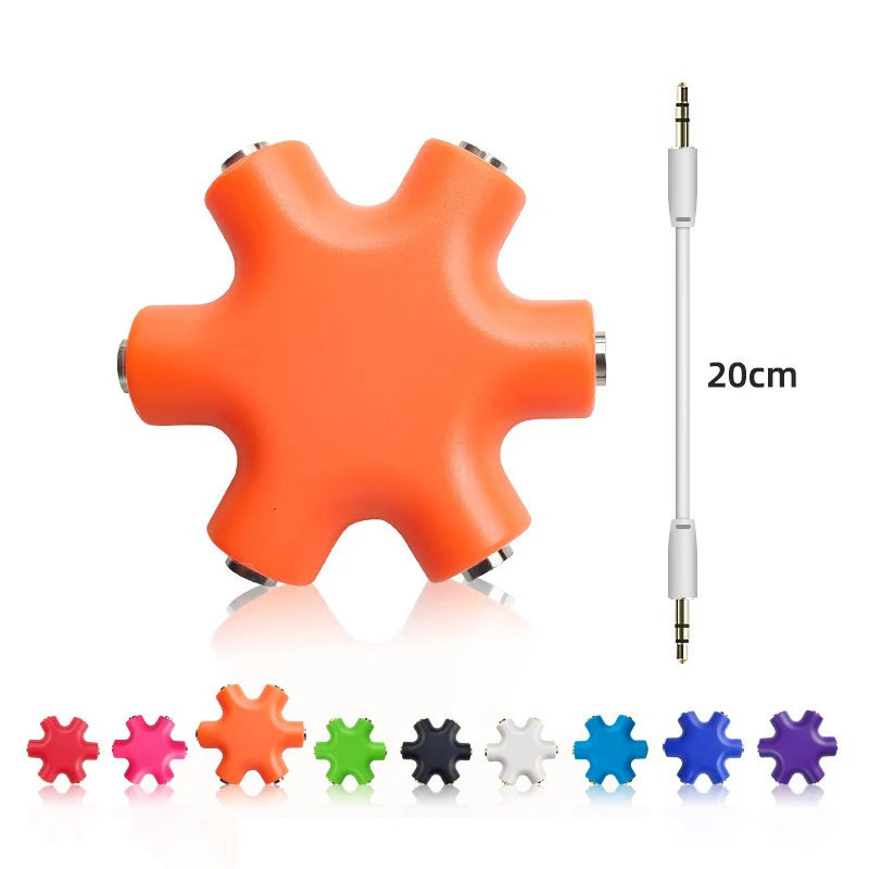 3.5mm Audio Splitter 1 Male to 5 Female Headphone Jack Adapter
