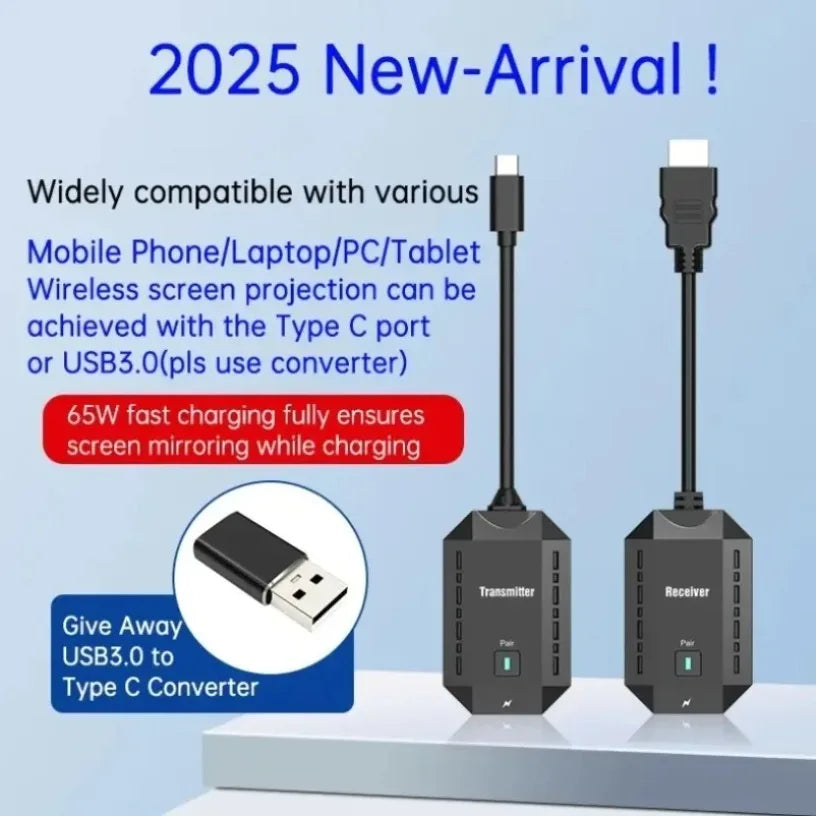 Wireless HDMI-Compatible Transmitter Receiver 1080P 5G Wireless Adapter Needed Plug and Play for TV Projector Monitor Oasis Select