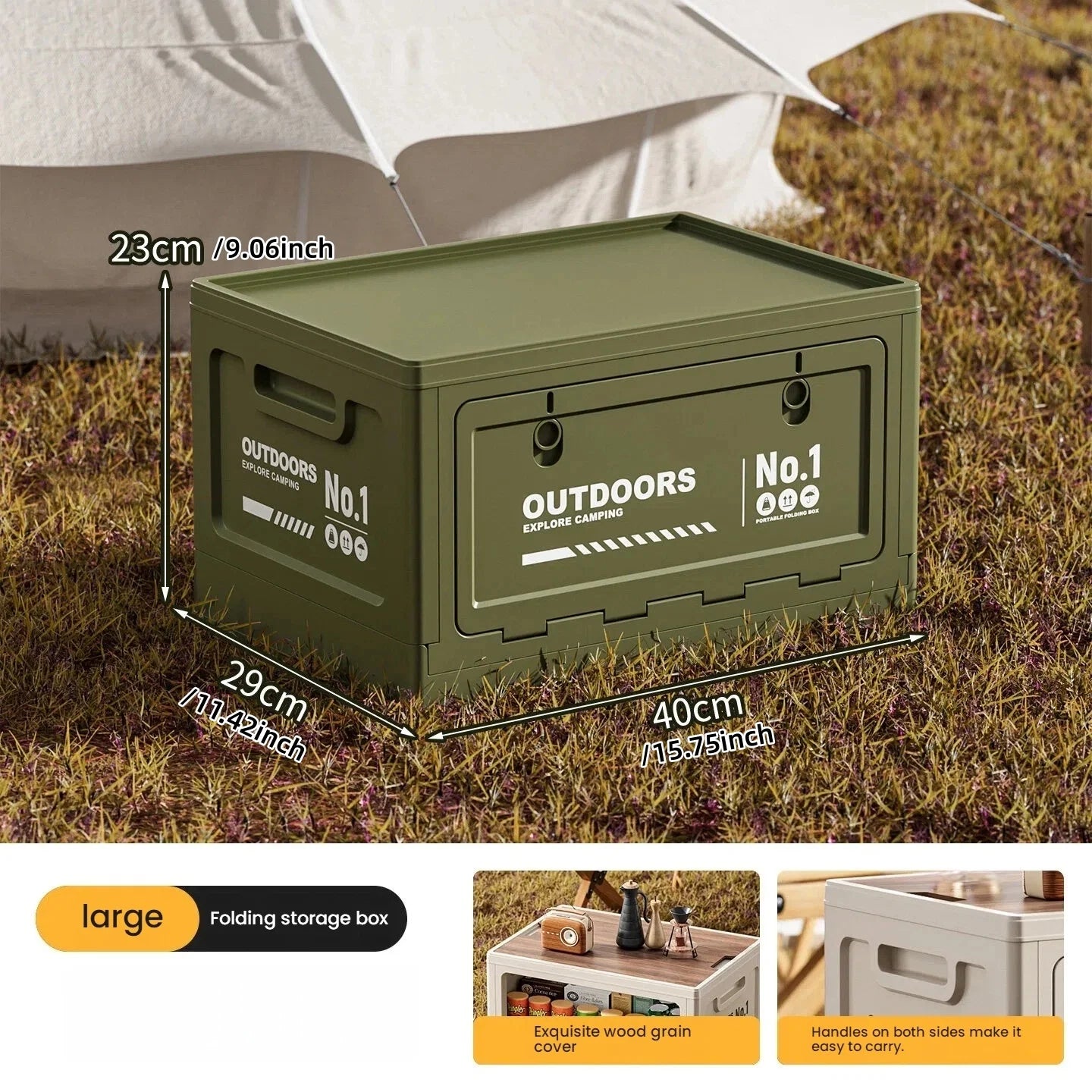 Rechargeable storage box, vehicle storage box, car trunk organizer box, large-capacity outdoor folding storage box Oasis Select Green