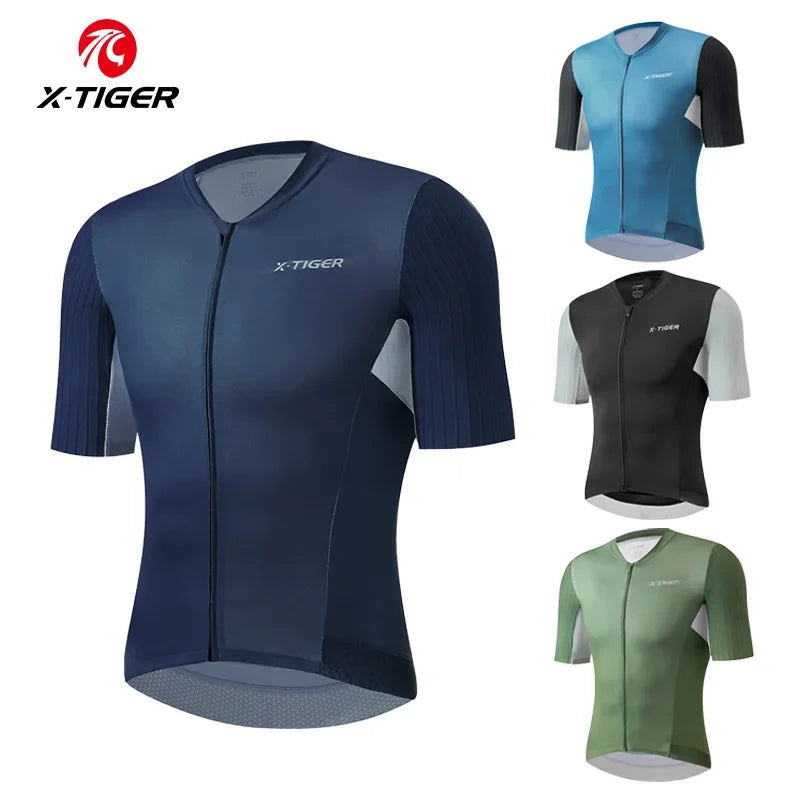 X-TIGER High Quality Cycling Jersey Sports Breathable Short Shirt Slim Bicycle Clothes Professional Men TMB Road Racing Jersey Oasis Select