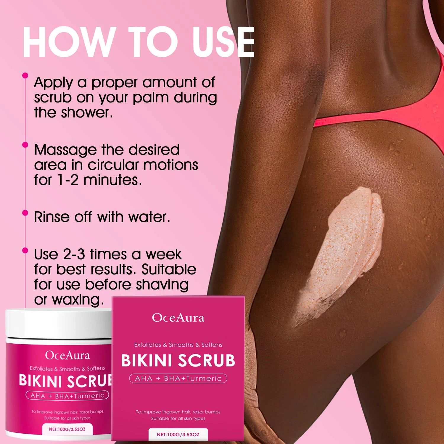 Bikini & Underarm Exfoliator – 10% AHA+BHA & Turmeric Scrub