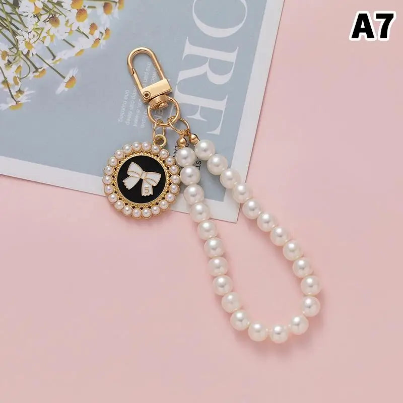 Pearl Flower Keychain Charm – Beaded Bag & Phone Pendant Keychain Charm Oasis Select A7