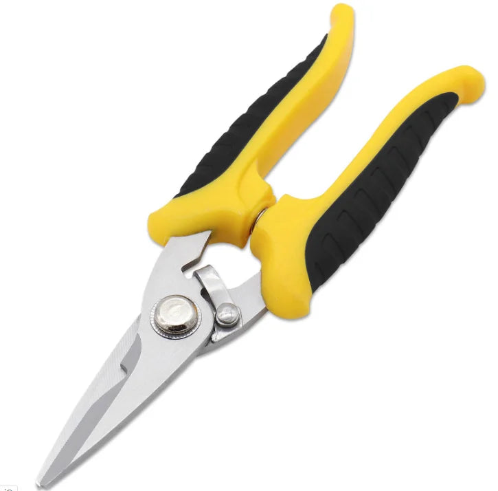 1 PCS Stainless Steel Electrician Scissors Multifunctional Hand Scissors Groove Wire Trimmer and Steel Sheet Electrician Tools Oasis Select YELLOW