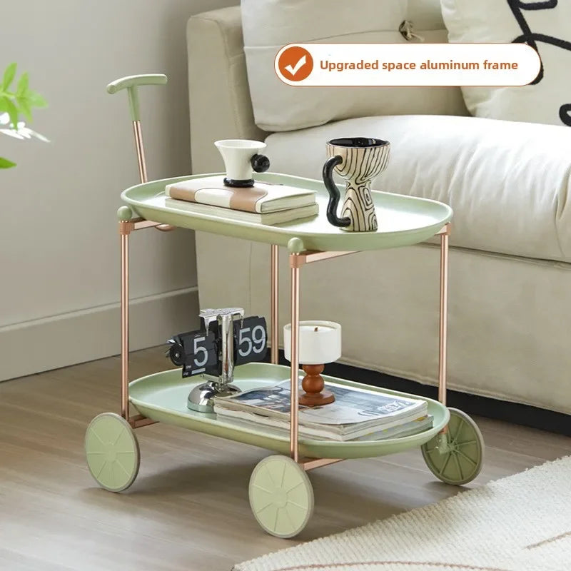 Small fresh lunar rover shelf space aluminum frame storage rack movable living room creative lunar cart Oasis Select
