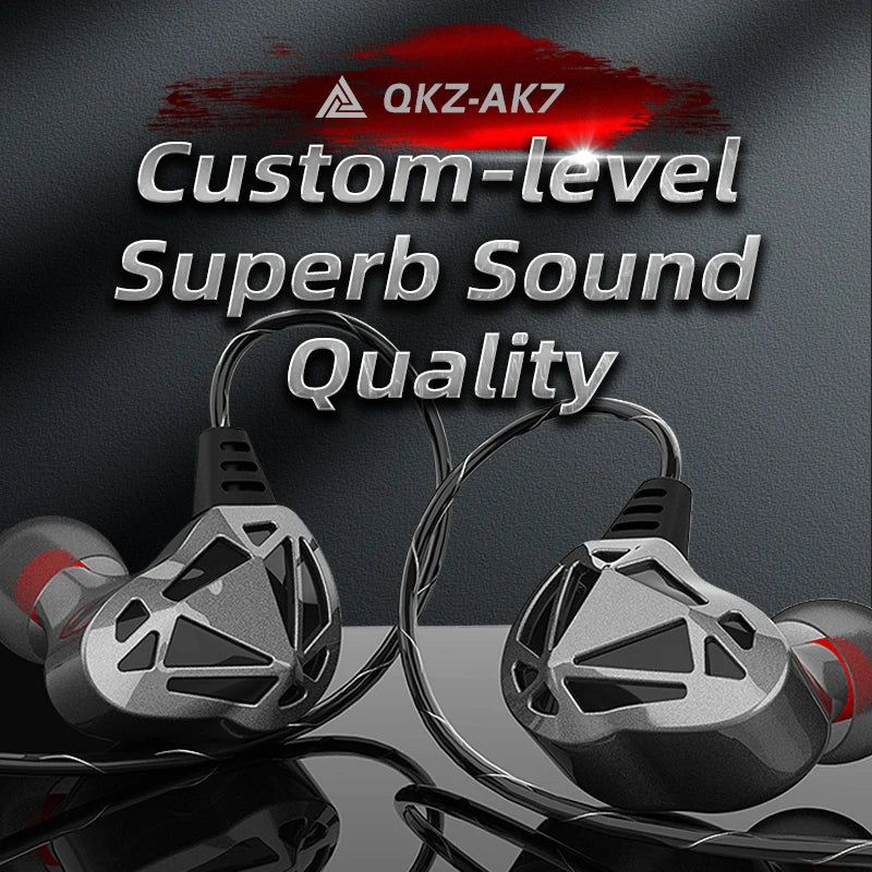 QKZ AK7 Copper Driver Wired Earphones HiFi Bass Stereo Super Clear Gaming Headset Music Sport 3.5mm AUX In Ear Earbuds With MIC Oasis Select