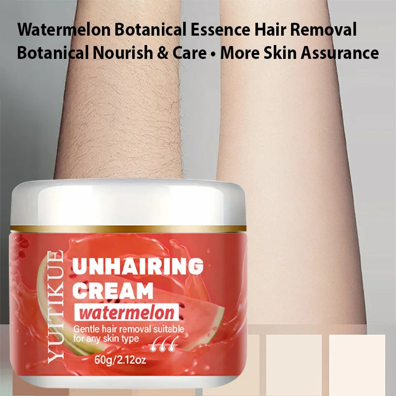 YUITIKUE Watermelon Depilatory Cream - Natural Extract, Dissolve Hair Roots for Silky Smooth Skin 60g Oasis Select