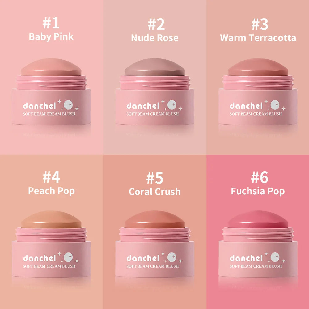 6 Colors Waterproof Blush Cream Long-Lasting Nourishing Lightweight Natural Finish Semi-matte Blusher Multi-Use Makeup for Women Oasis Select