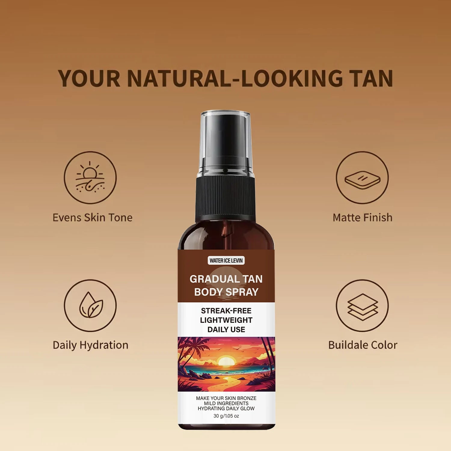 Gradual Tanner Spray – Streak-Free Hydrating Bronze Glow Self Tanner Spray Oasis Select