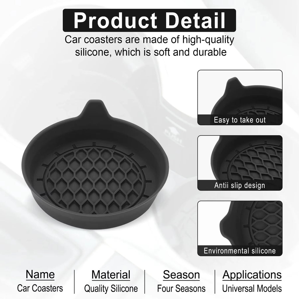 Silicone Car Cup Holder Insert Coasters – Non-Slip Set of 2/4