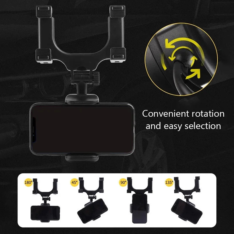 SEAMETAL Rearview Mirror Phone Holder for Car Free Rotation Adjustment Phone Mount Stable Gripper Smartphone Navigation Bracket Oasis Select