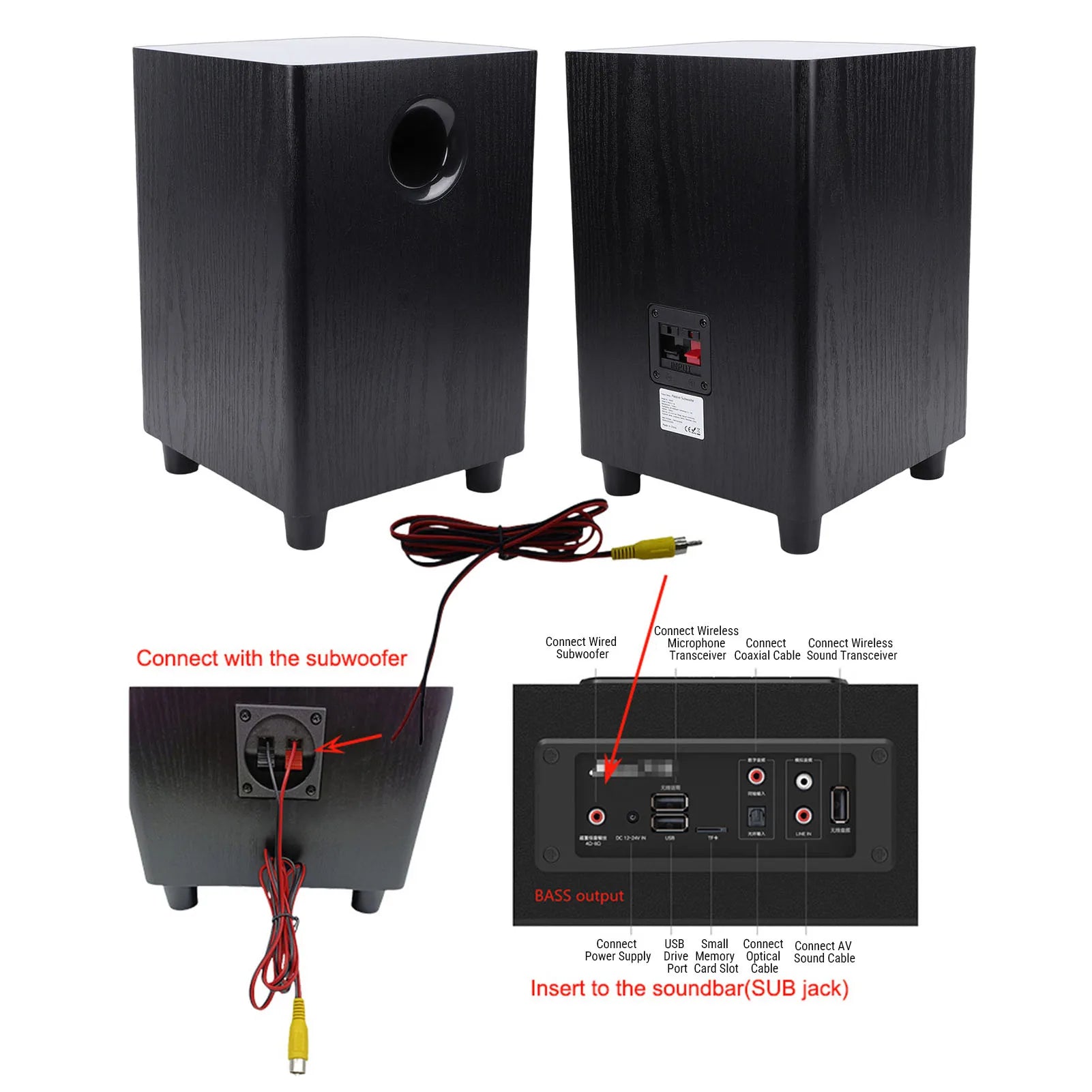 100W Home Subwoofer 6.5 Inch Independent Passive Subwoofer Speaker Plug and Play for Home Theater Party Home Theater Subwoofer Oasis Select