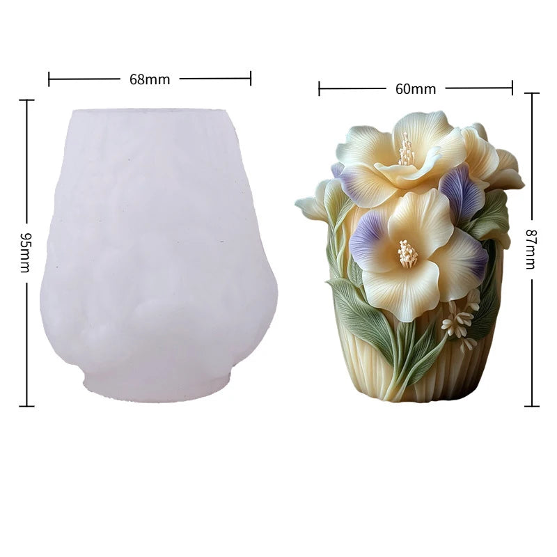 Christmas Twin Flower Christmas Tree Candle Mold DIY Christmas Atmosphere Floral Silicone Mold Oasis Select D