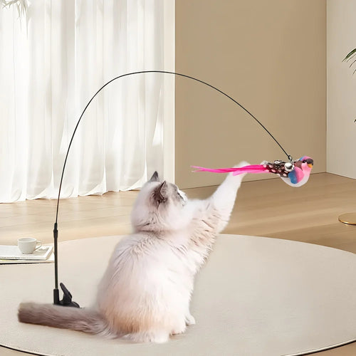 1/3pcs New cat funny cat stick steel wire long pole feather cute cat toy kitten fishing self-pleasure relief pet toy Oasis Select