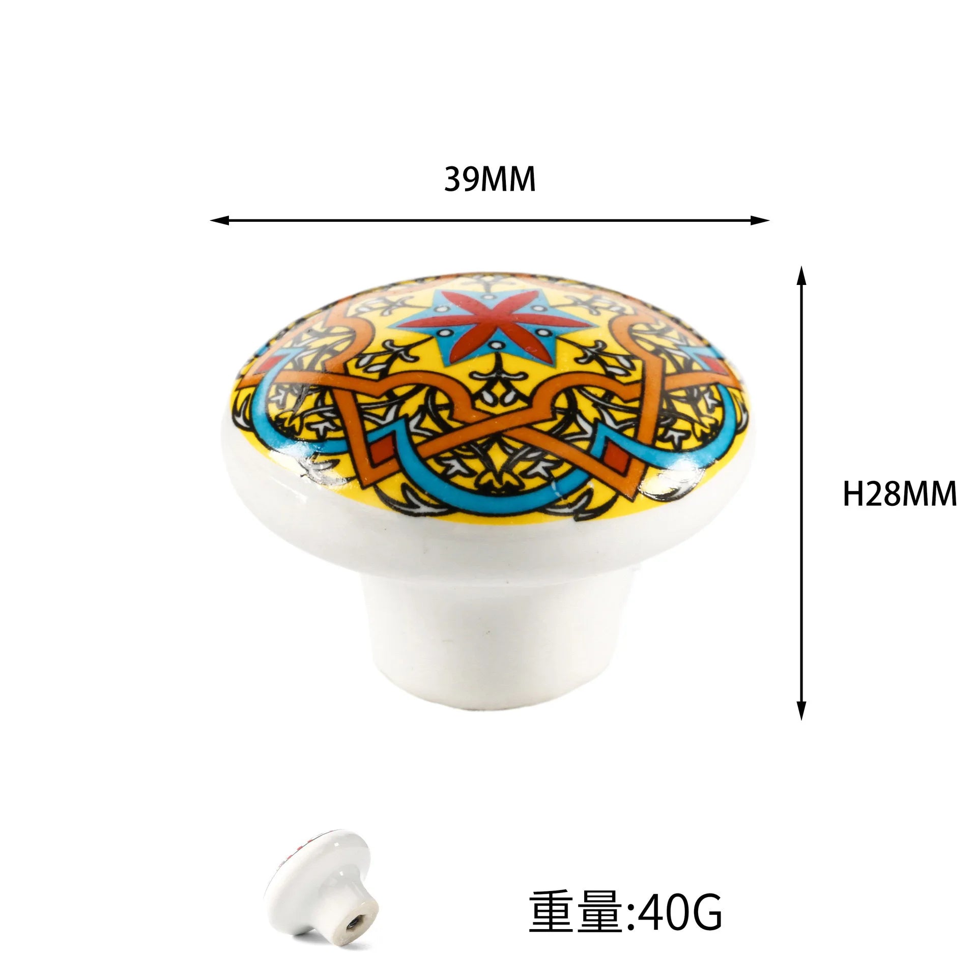 Bohemian Style Ceramic Knob 1pcs, Antique Metal Finish Screw In Pull Handles for Cabinet Doors and Drawer Oasis Select Random Color