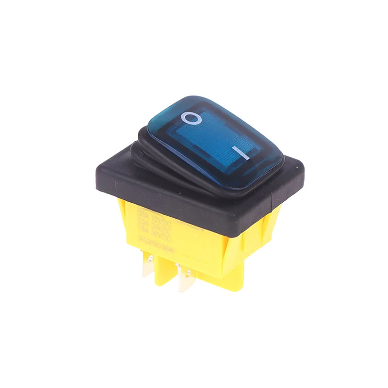 Durable Waterproof DPST Toggle Switch with LED, 4-Pin IP65, 12V/220V 30A for Heavy Duty Auto and Marine Usage. Oasis Select Blue 12V 30A