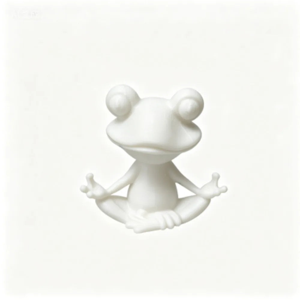 3D Meditation Frog Statue Yoga Lotus Pose Stable Cross Base Plastic Indoor and Outdoor Zen Statue Bookshelf Small Sculpture Oasis Select Pure White