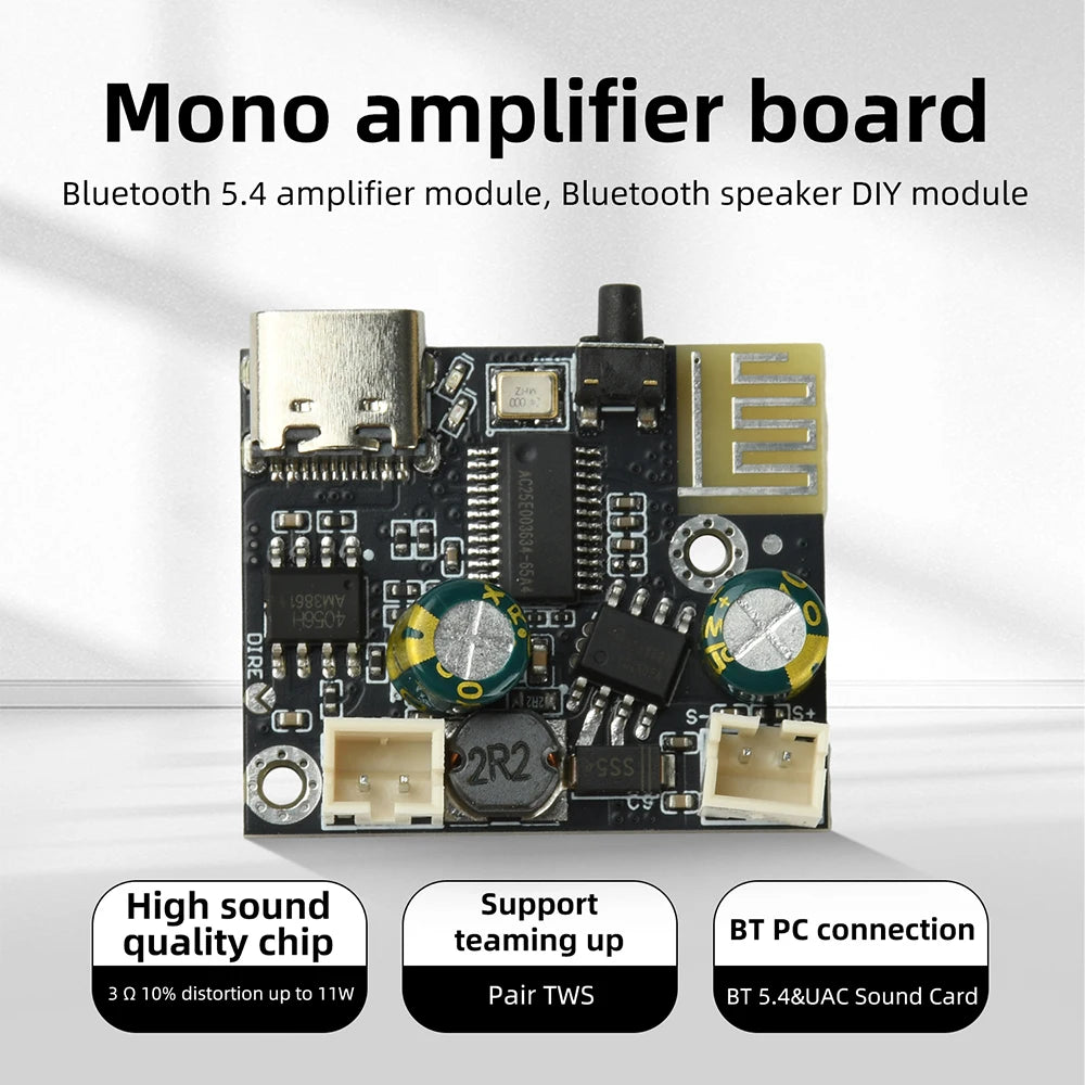 Bluetooth Audio Amplifier Board 5V 6.2W D-Class Mono Module with USB Input for DIY Portable Speaker Support EQ Adjustment on PC Oasis Select