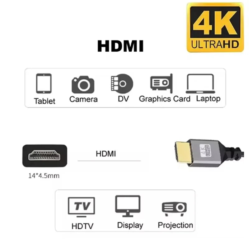 5m 3m 2m 1m 03.m 4K HDTV HDMI cable TV laptop projector PS5 PS4 4K 60HZ 48Gbps HDTV Cable for soft routing Wired laptop cable Oasis Select