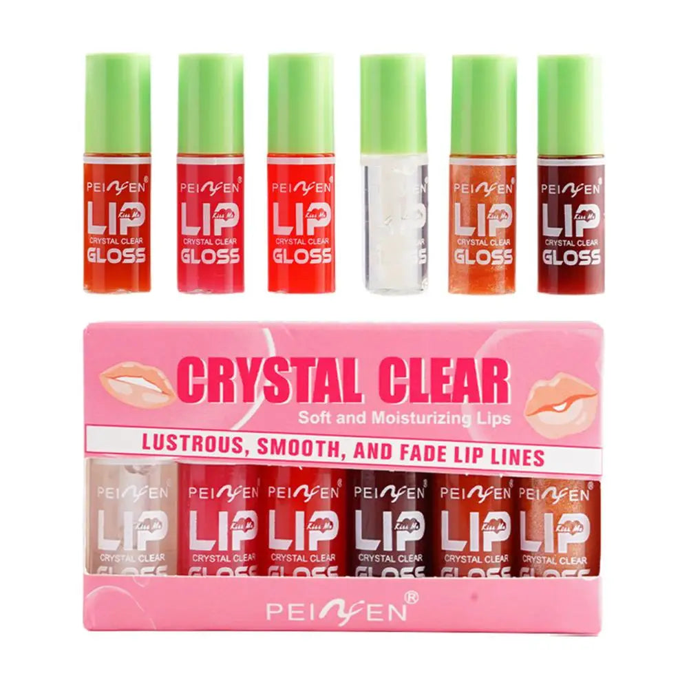 6PCS Moisturizing Lip Gloss Transparent Lip Oil Hydrating Lip Glaze Lip Plumper Hydrating Make Up Liquid Lipstick Set Cosmetics Oasis Select