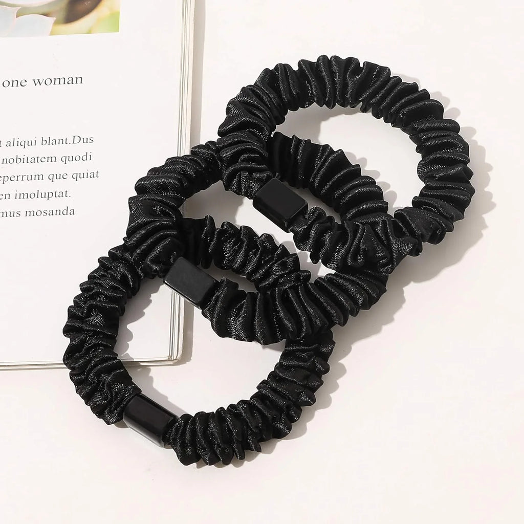5pcs Small Satin Silk Scrunchies Bulk for Women Thin Hair Tie Mini Scrunchy Bands Skinny Ponytail Holders Pony Tails Wrist Decor Oasis Select
