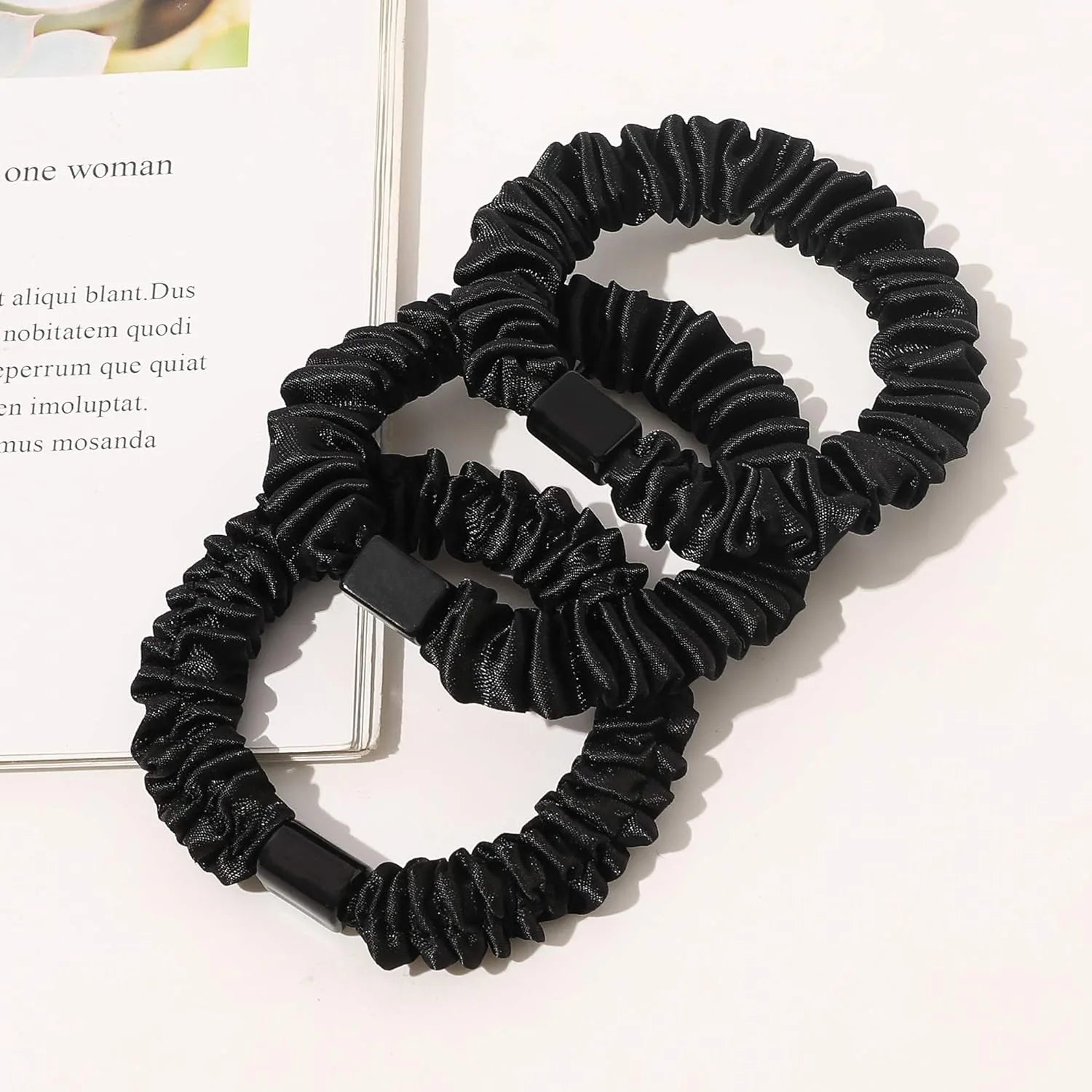 5pcs Small Satin Silk Scrunchies Bulk for Women Thin Hair Tie Mini Scrunchy Bands Skinny Ponytail Holders Pony Tails Wrist Decor Oasis Select
