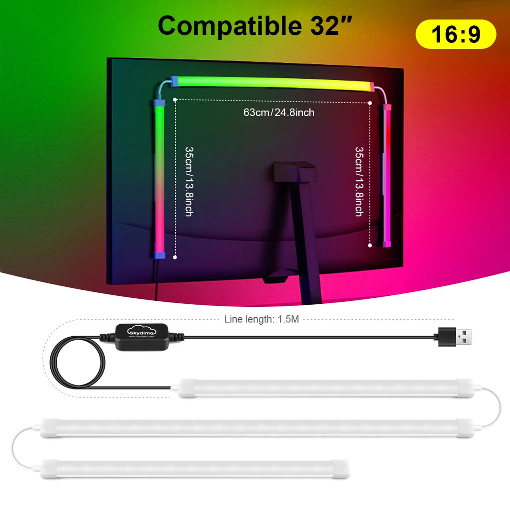 RGBIC LED Strip Light PC Backlight Sync with Computer Display App Control USB Ambient Light for Windows/iOS Systems Oasis Select For 32 inch monitor