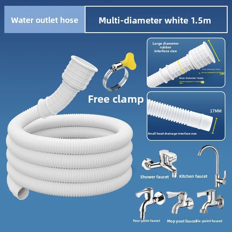Universal Air Conditioning Drainage Hose Dehumidifier Drain Hose Lengthen 15-20 mm Cuttable Corrugated Drainpipe（White）