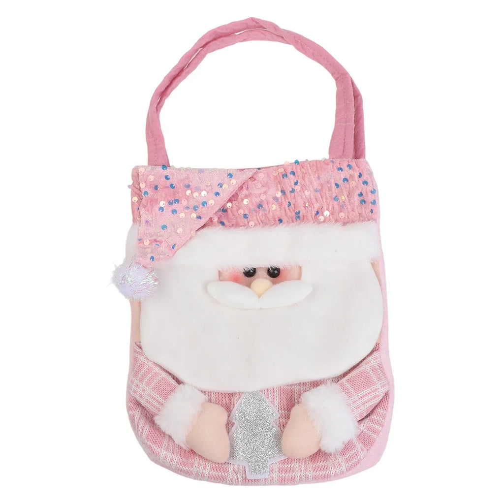 Christmas Bag with Cartoon Doll Fabric and Pink Beads Handheld Design Suitable for Holiday Use and Festive Parties Oasis Select Old mans China Mainland