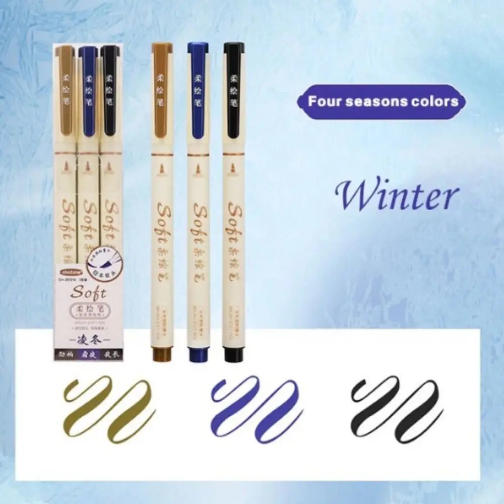 3Pcs/Set Crafts Soft Head Calligraphy Pen Soft Tip Soft Head Calligraphy Practice Pen Cute Colorful Greeting Card Pen Kids Oasis Select winter