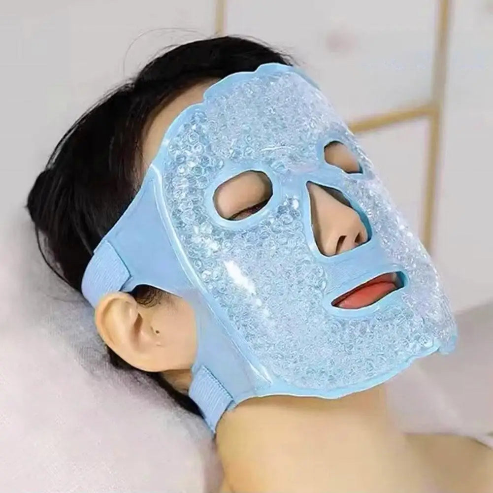 Ice Cold and Hot Heat Full Face Eye Mask New SPA Gel Beads Compress For Dark Circles Puffiness For Women Man Skin Care Tools Oasis Select