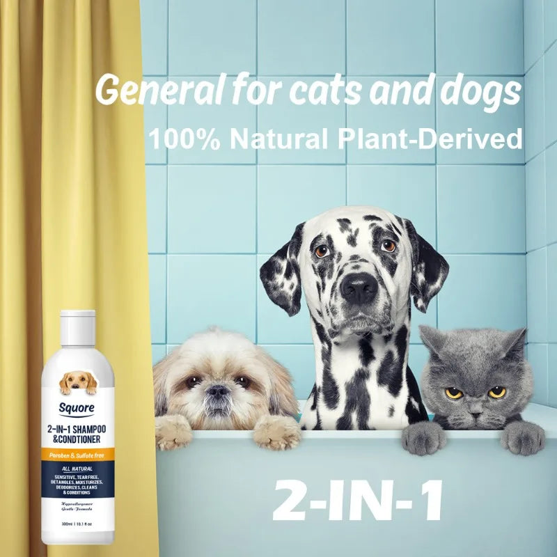 300ml Deodorizing Pet Shampoo Conditioner Natural Moisturizing Formula with PH Balance Dogs Cats Gentle Hypoallergenic Bath Foam Oasis Select