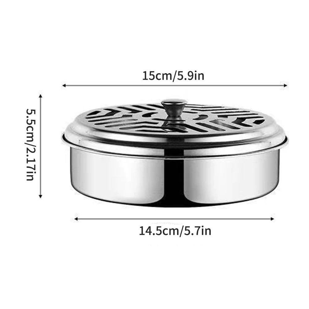Stainless Steel Mosquito Coil Holder Round Tray with Cover